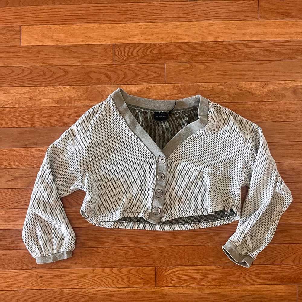 Green free people cropped long sleeve